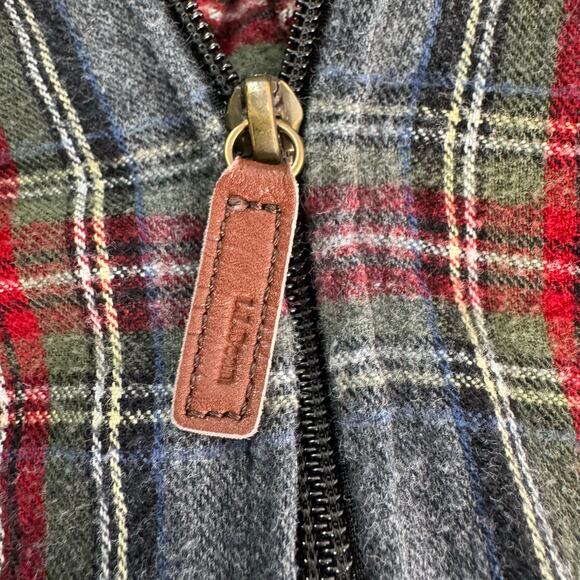 L.L. BEAN Scotch Plaid Flannel Shirt Relaxed Zip Hoodie Gray Red Women’s XL - Picture 7 of 7
